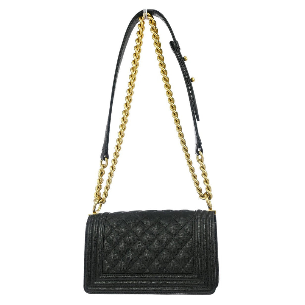 Chanel Boy Flap Bag Quilted Caviar Black Leather Shoulder Bag Bag (Pre-Owned)