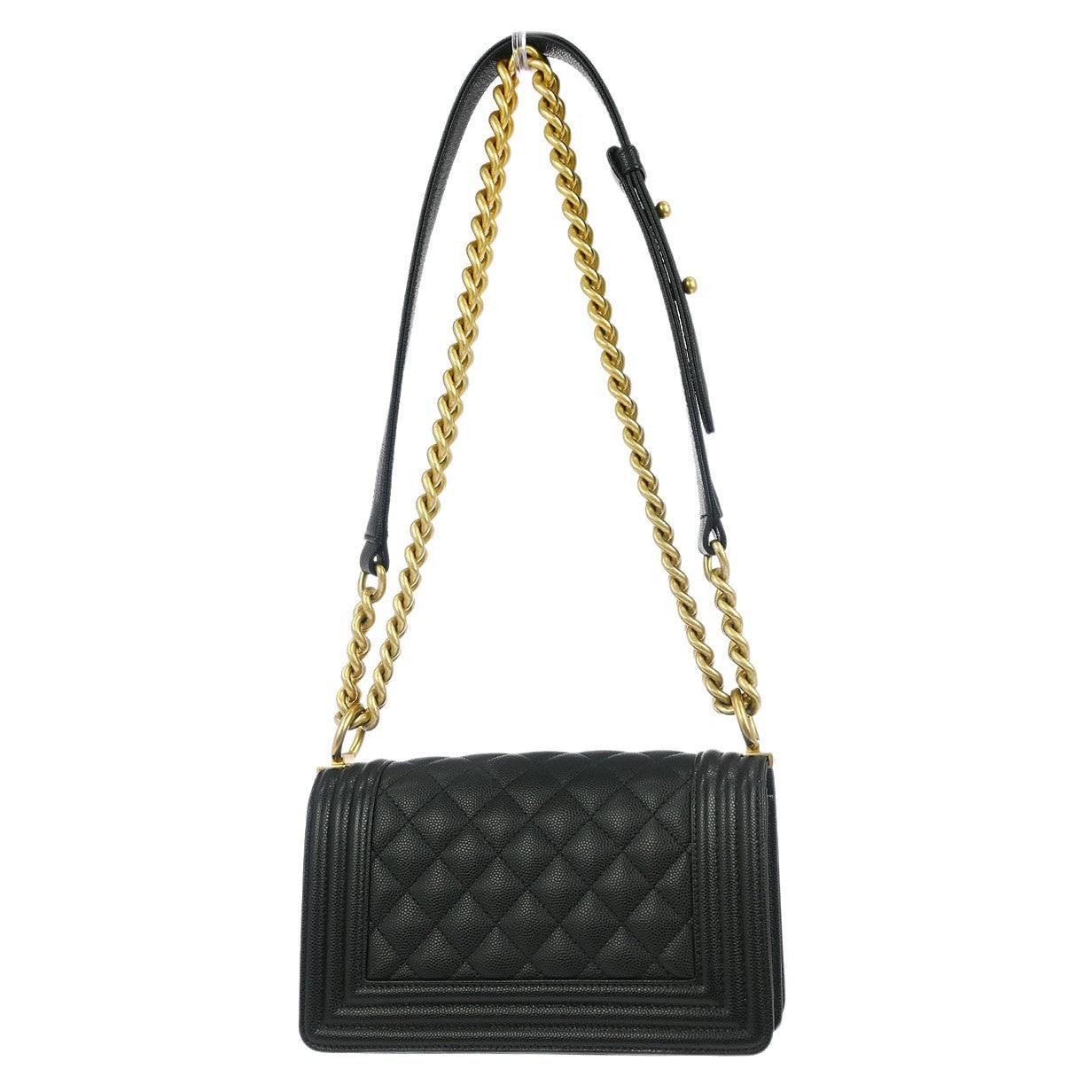 Chanel Boy Flap Bag Quilted Caviar Black Leather Shoulder Bag Bag (Pre-Owned)