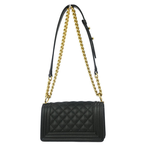 Chanel Boy Flap Bag Quilted Caviar Black Leather Shoulder Bag Bag (Pre-Owned)