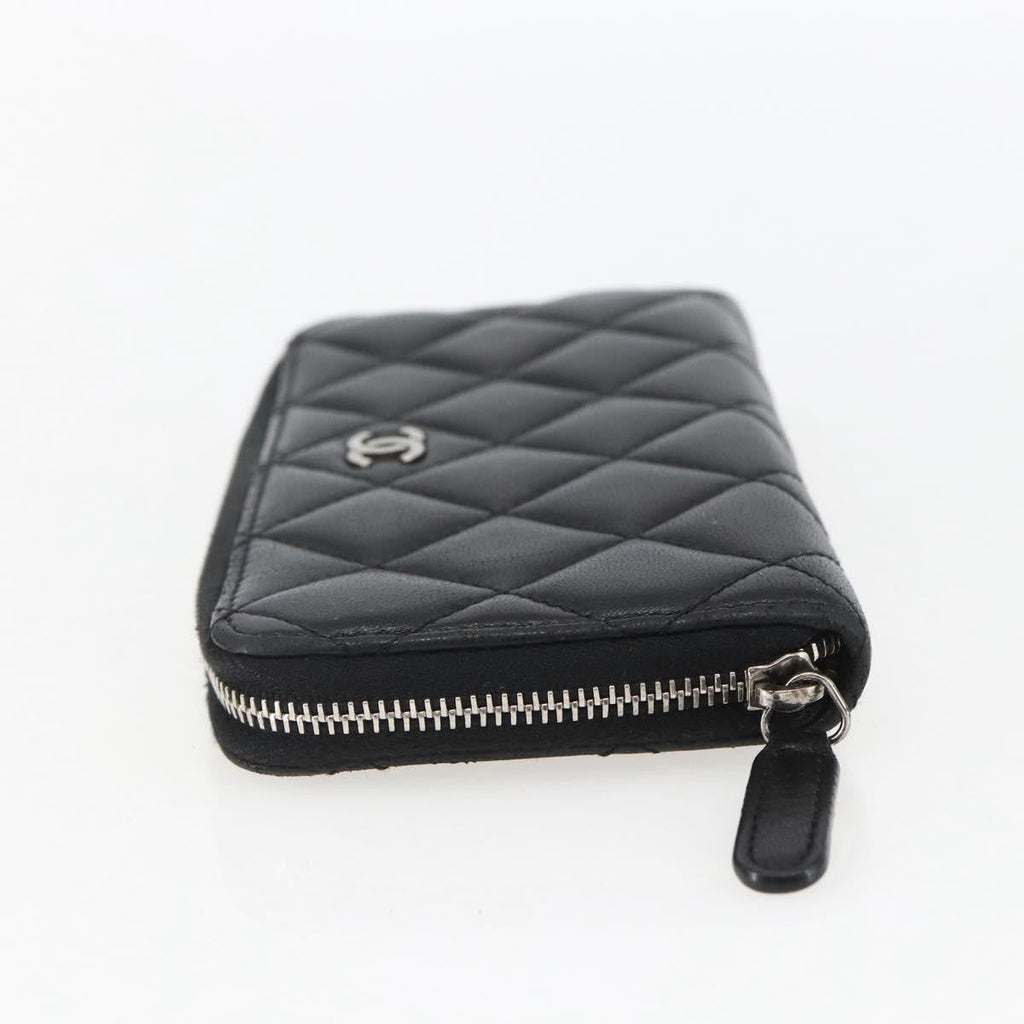 Chanel Zip Around Organizer Wallet Quilted Lambskin Black Leather Wallets Accessory (Pre-Owned)