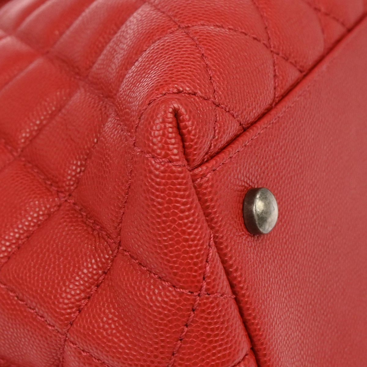 Chanel Coco Top Handle Bag Quilted Caviar Red Leather Handbag (Pre-Owned)