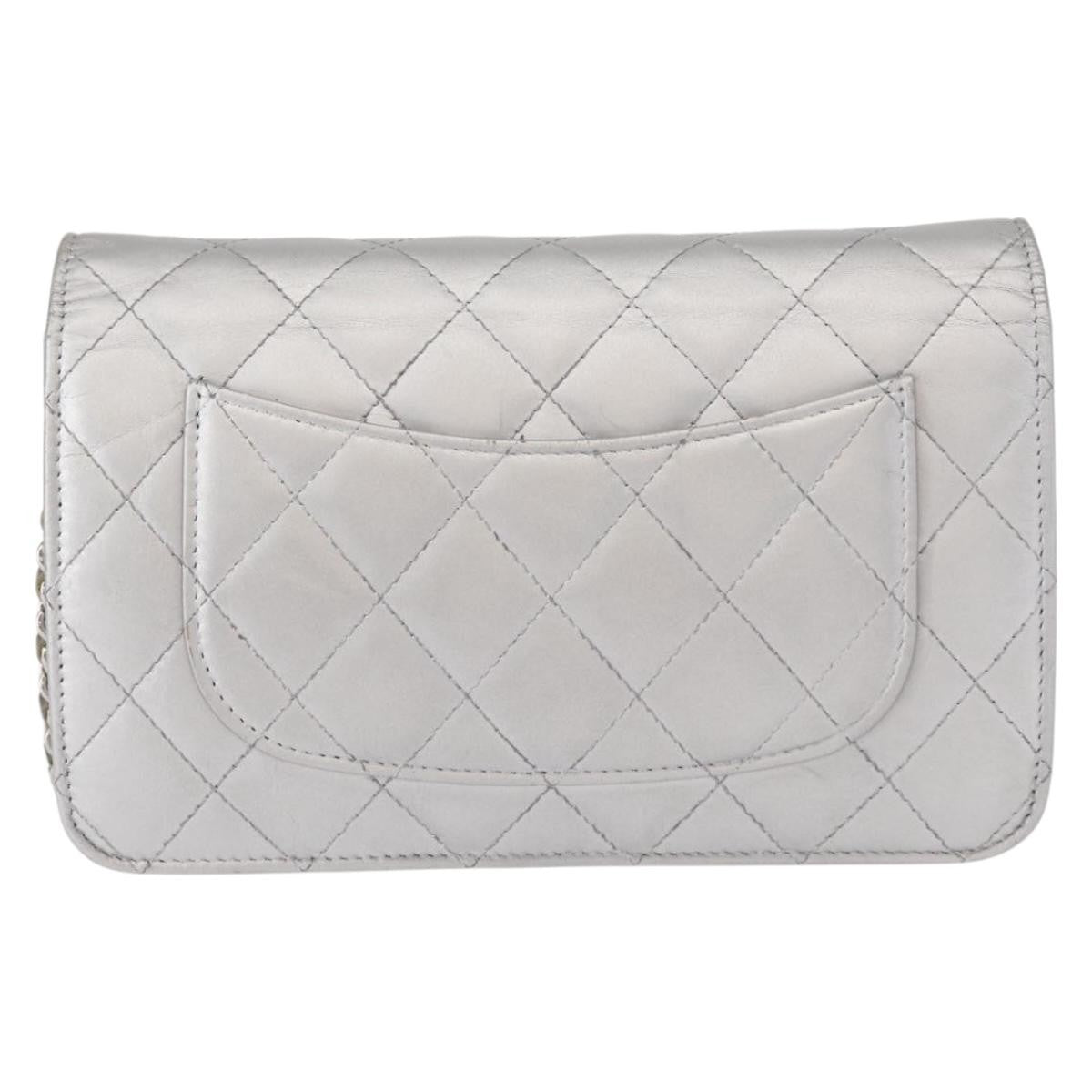 Chanel Reissue 2.55 Wallet On Chain Quilted Lambskin Silver Leather Shoulder Bag Bag (Pre-Owned)