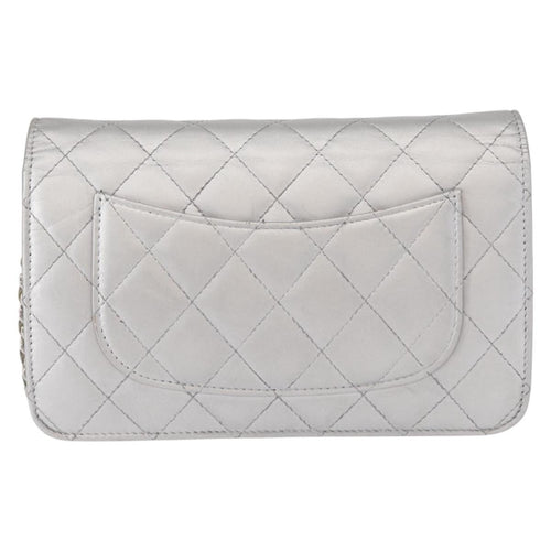 Chanel Reissue 2.55 Wallet On Chain Quilted Lambskin Silver Leather Shoulder Bag Bag (Pre-Owned)