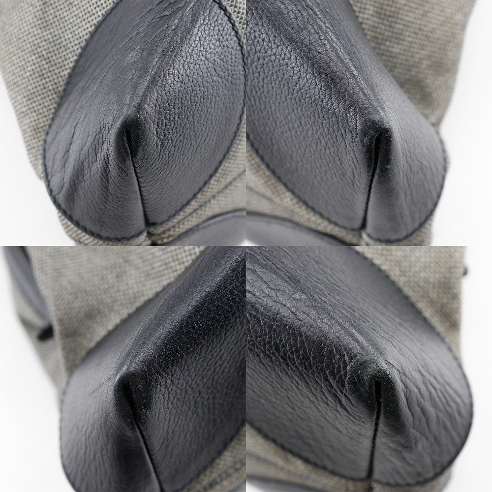 Bottega Veneta Vintage Handbag Leather Gray Canvas Handbag (Pre-Owned)
