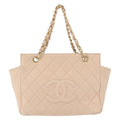 Chanel Petite Timeless Tote Quilted Calfskin Beige Leather Bag (Pre-Owned)