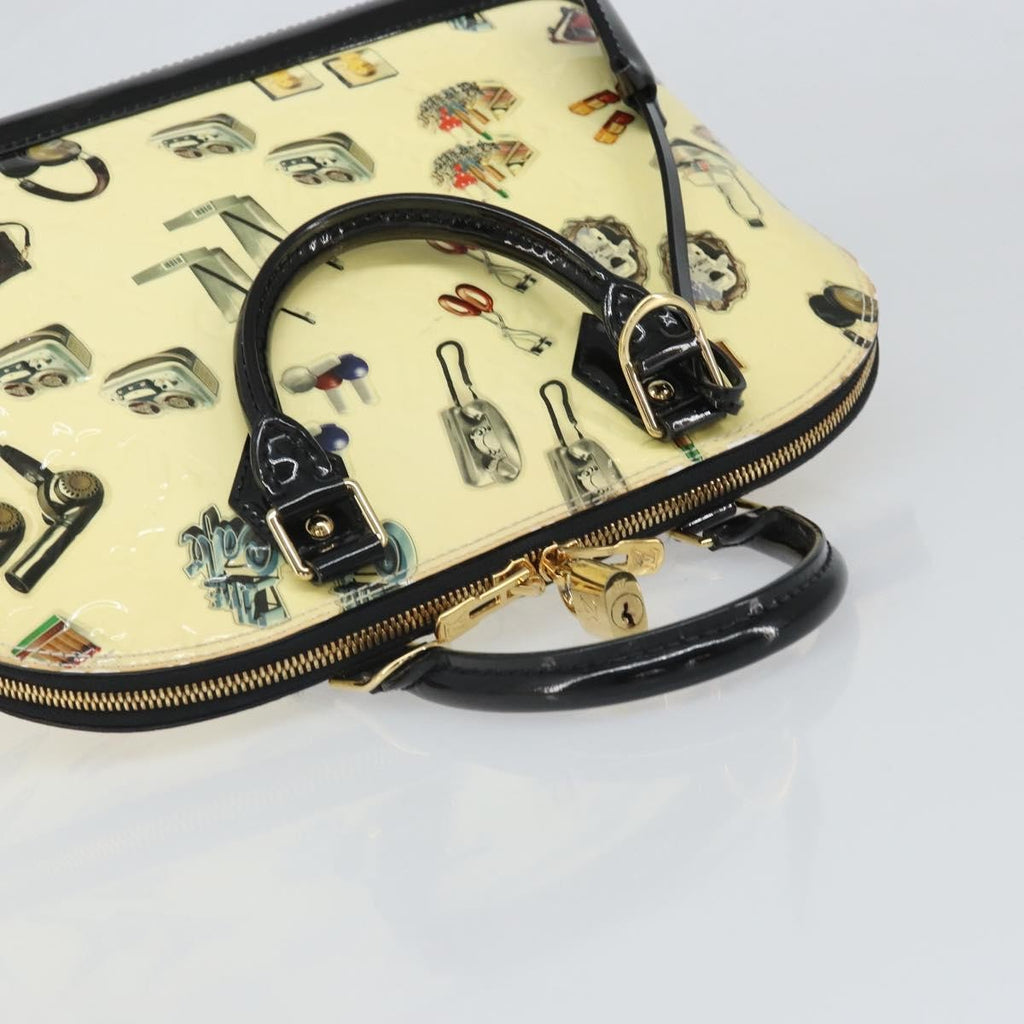 Louis Vuitton Alma Handbag Limited Edition Stickers Monogram Vernis White Patent_Leather Handbag (Pre-Owned)
