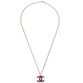 Chanel Cc Logo Pendant Necklace Metal Silver Silver_Plated Jewelry (Pre-Owned)