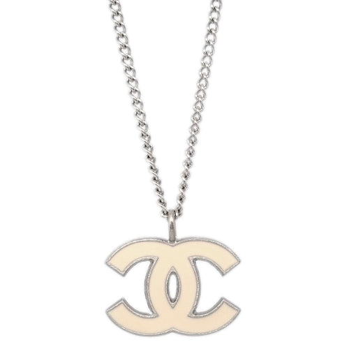 Chanel Cc Logo Pendant Necklace Metal Silver Silver_Plated Necklace Jewelry (Pre-Owned)