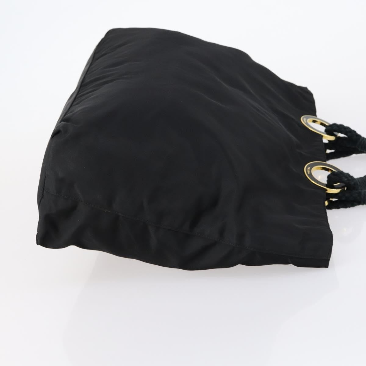 Prada Convertible Metal Handle Satchel Quilted Tessuto Black Nylon Tote Bag Bag (Pre-Owned)