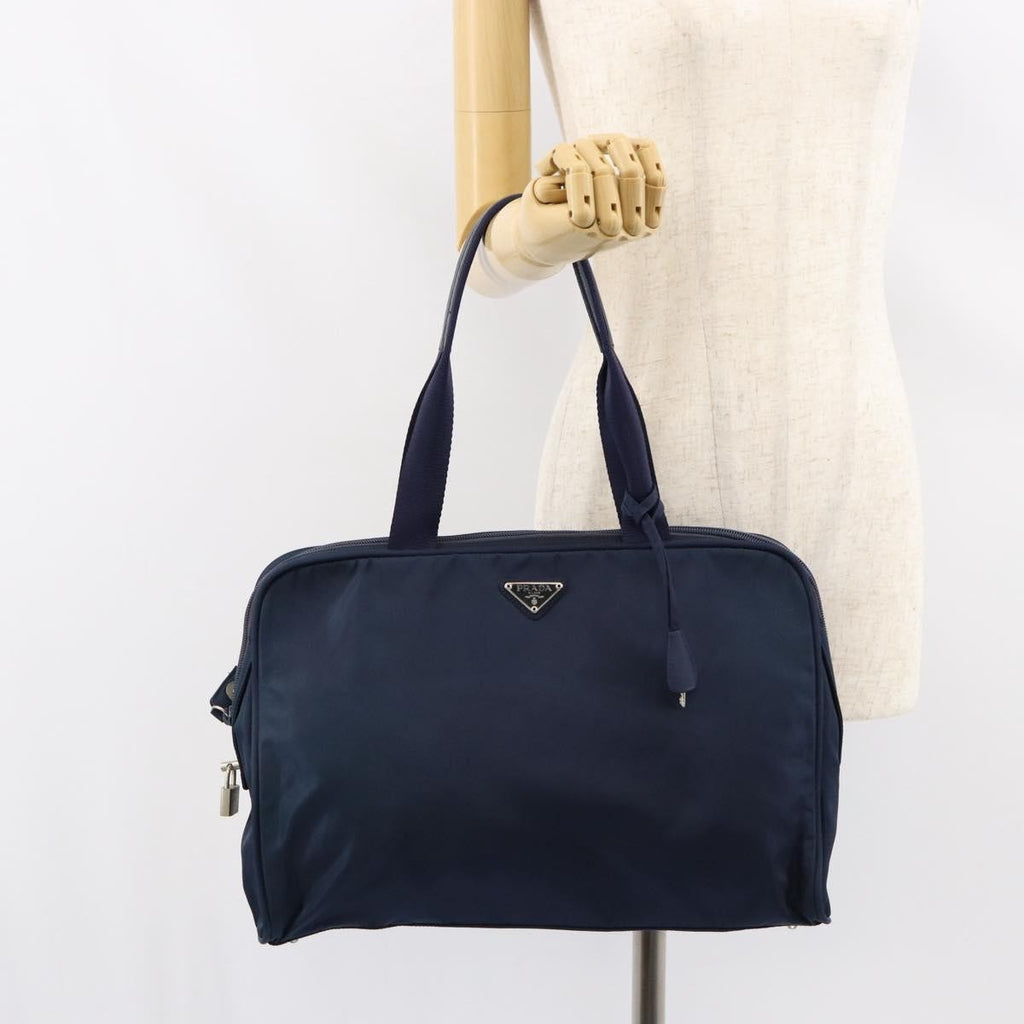 Prada Zip Around Tote Tessuto Navy Nylon Handbag (Pre-Owned)