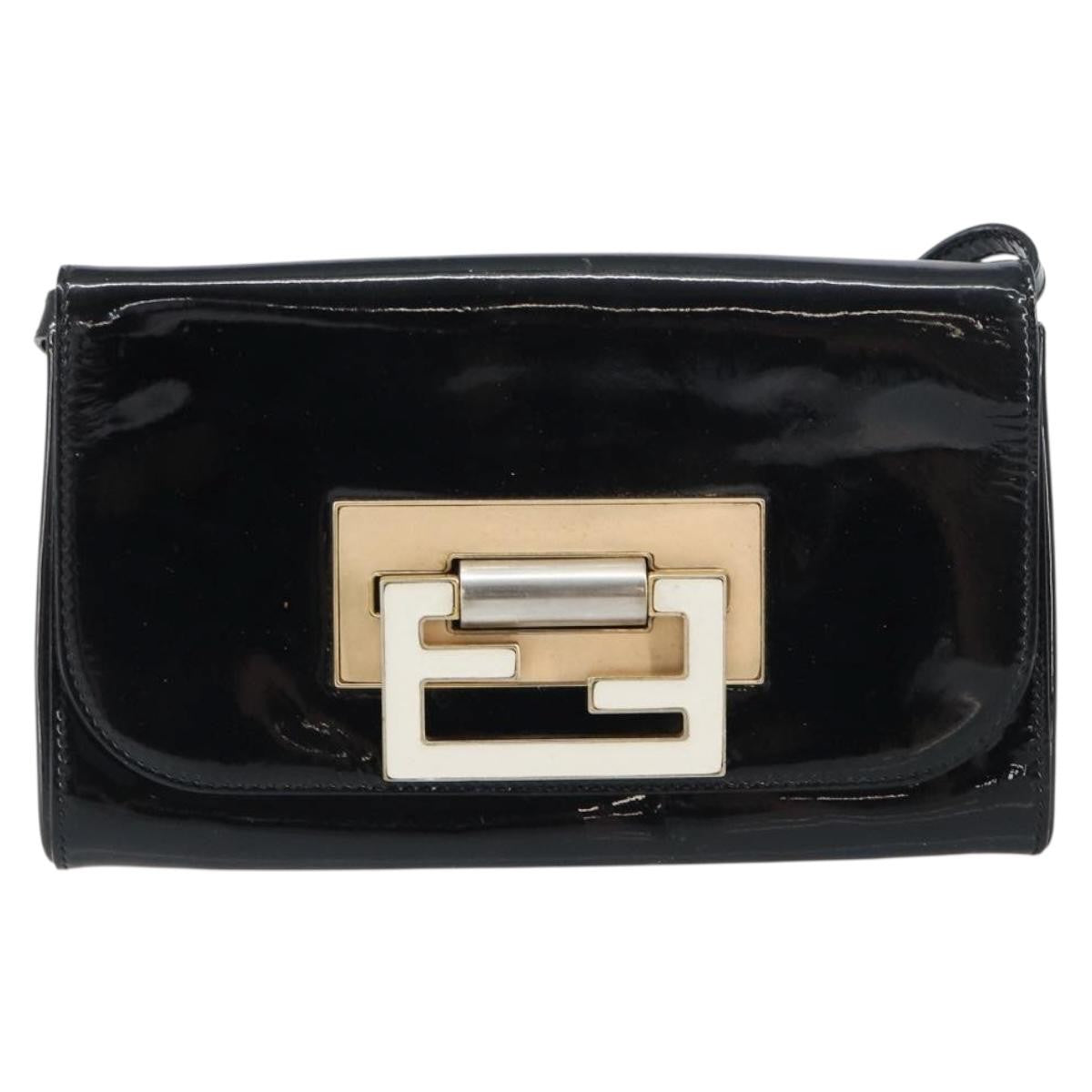 Fendi Vintage Shoulder Bag Enamel Black Patent_Leather Shoulder Bag Bag (Pre-Owned)