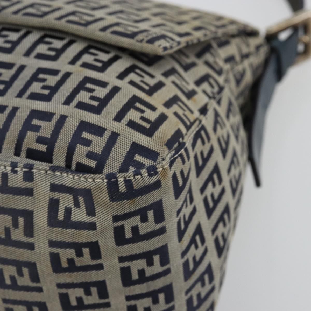 Fendi Mama Forever Bag Zucchino Canvas Navy Canvas Shoulder Bag Bag (Pre-Owned)