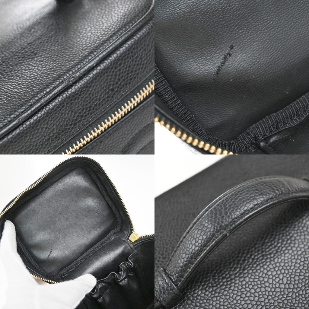 Chanel Vintage Timeless Cosmetic Case Caviar Black Leather Clutche & Pouche Bag (Pre-Owned)