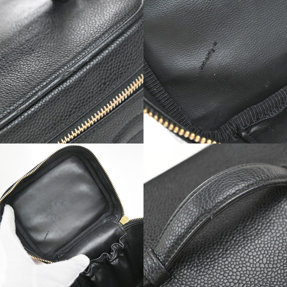 Chanel Vintage Timeless Cosmetic Case Caviar Black Leather Clutche & Pouche Bag (Pre-Owned)
