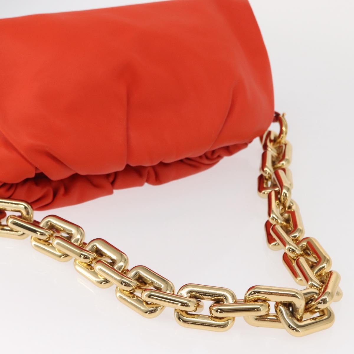 Bottega Veneta The Chain Pouch Leather Orange Leather Clutche & Pouche Bag (Pre-Owned)