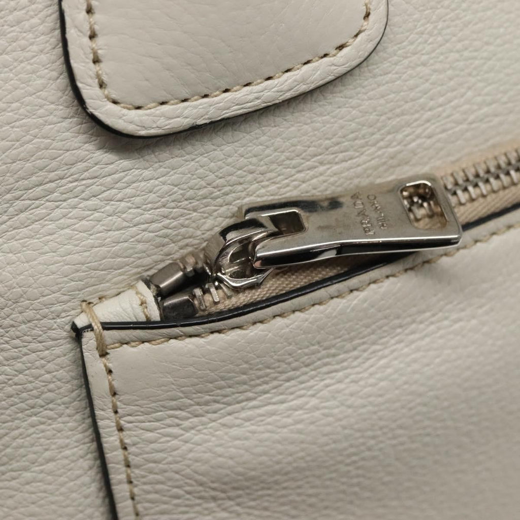Prada Front Pocket Wing Convertible Tote Vitello Daino White Leather Tote Bag Bag (Pre-Owned)