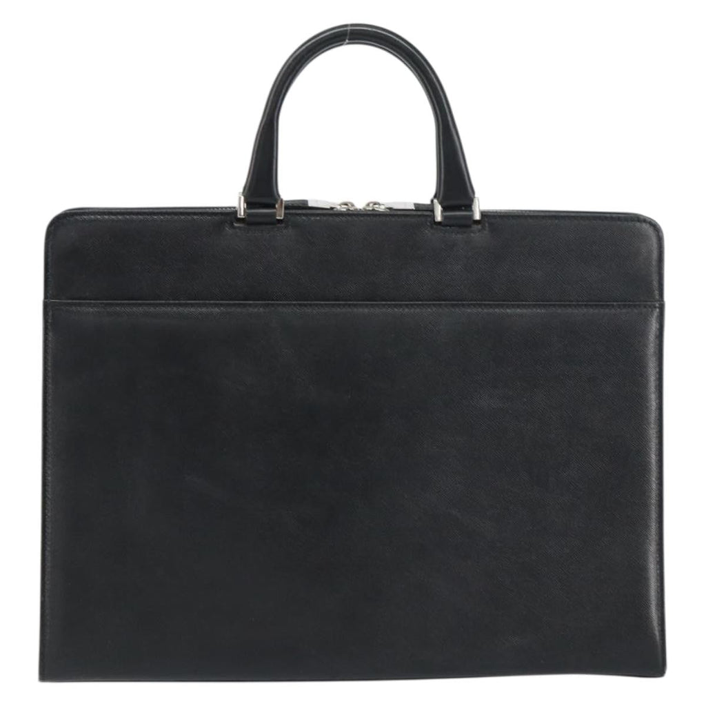 Burberry Vintage Briefcase Leather Black Leather Briefcase Bag (Pre-Owned)