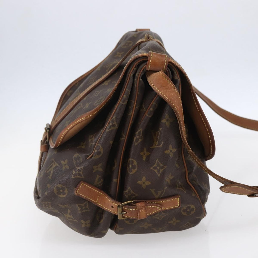 Louis Vuitton Saumur Handbag Monogram Canvas Brown Canvas Shoulder Bag Bag (Pre-Owned)