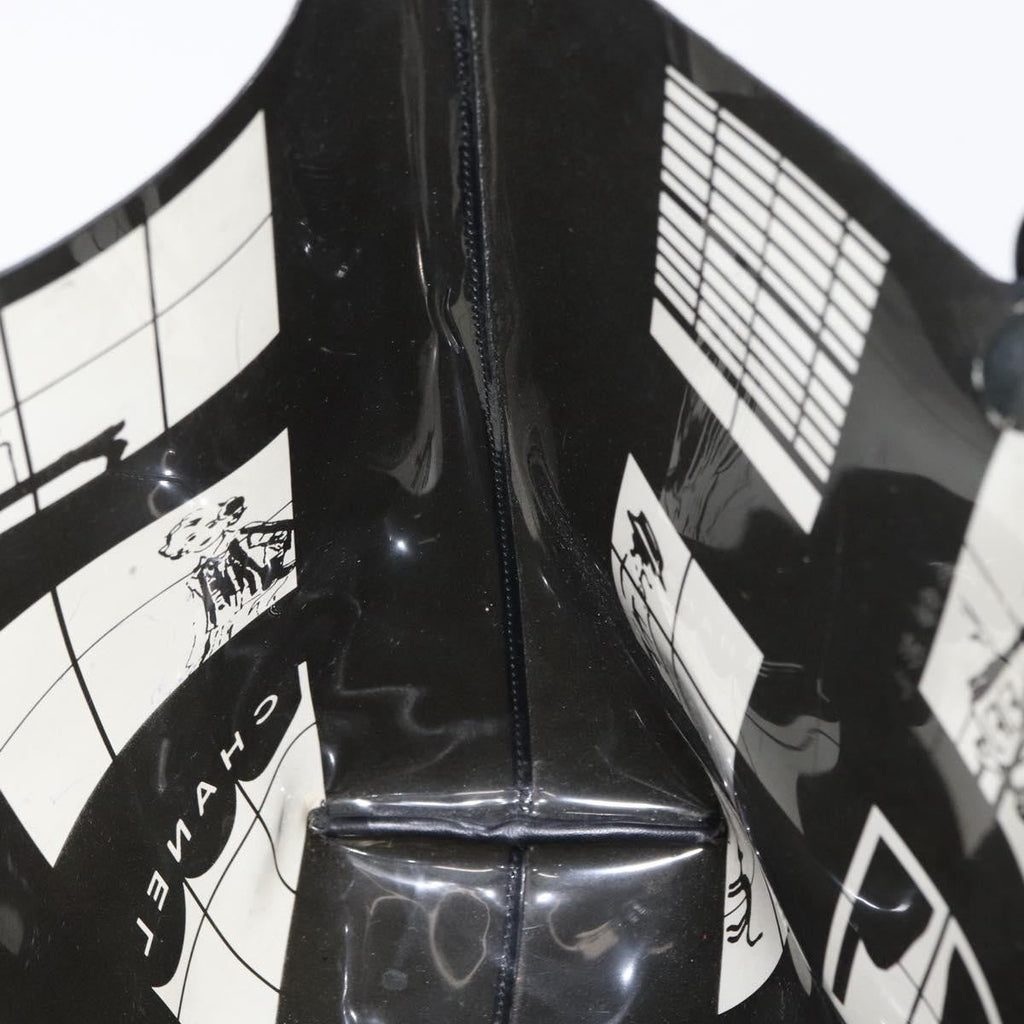 Chanel Coco Window Tote Printed Vinyl Black Plastic Tote Bag Bag (Pre-Owned)