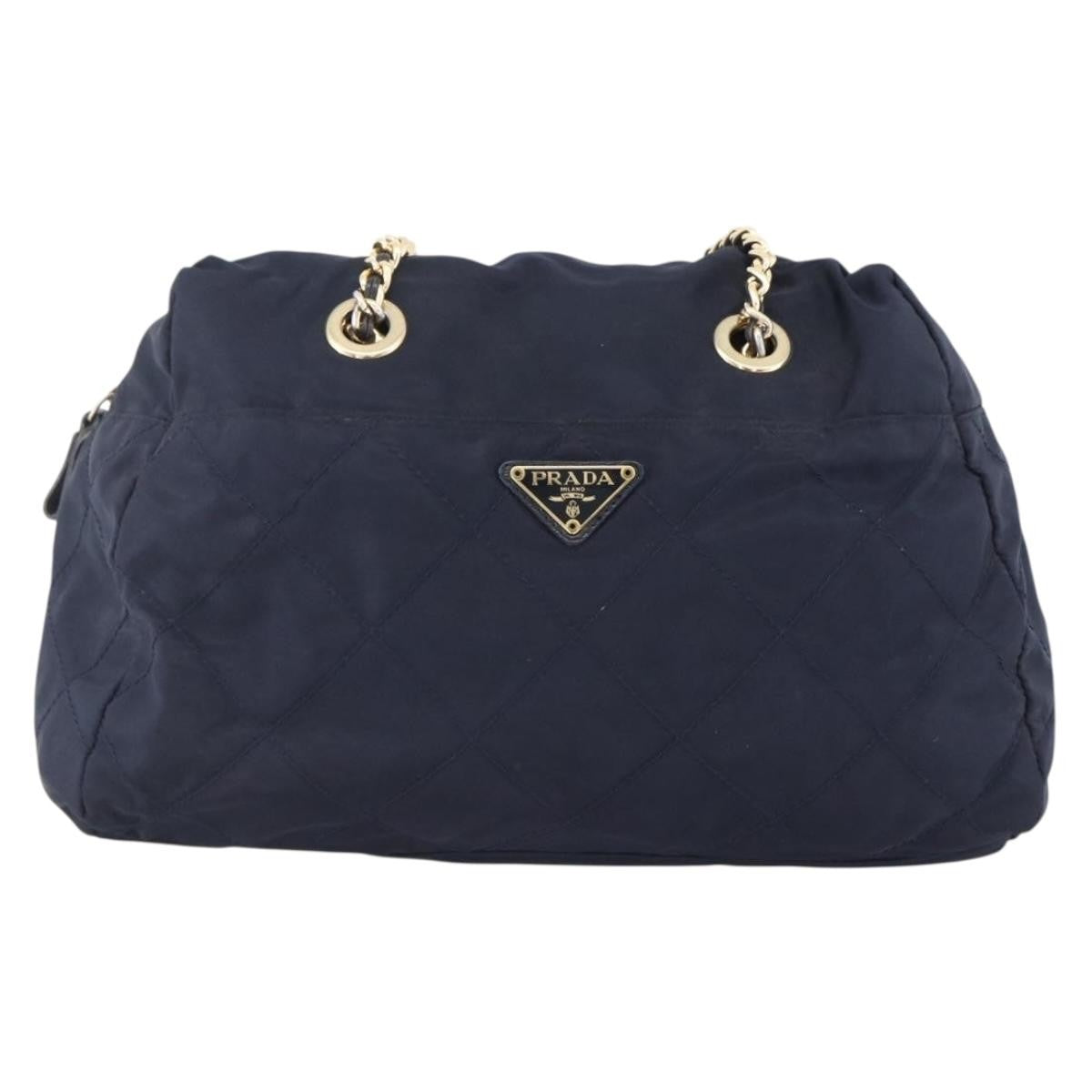 Prada Re-Edition 1995 Chain Tote Quilted Re-Nylon Navy Nylon Shoulder Bag Bag (Pre-Owned)