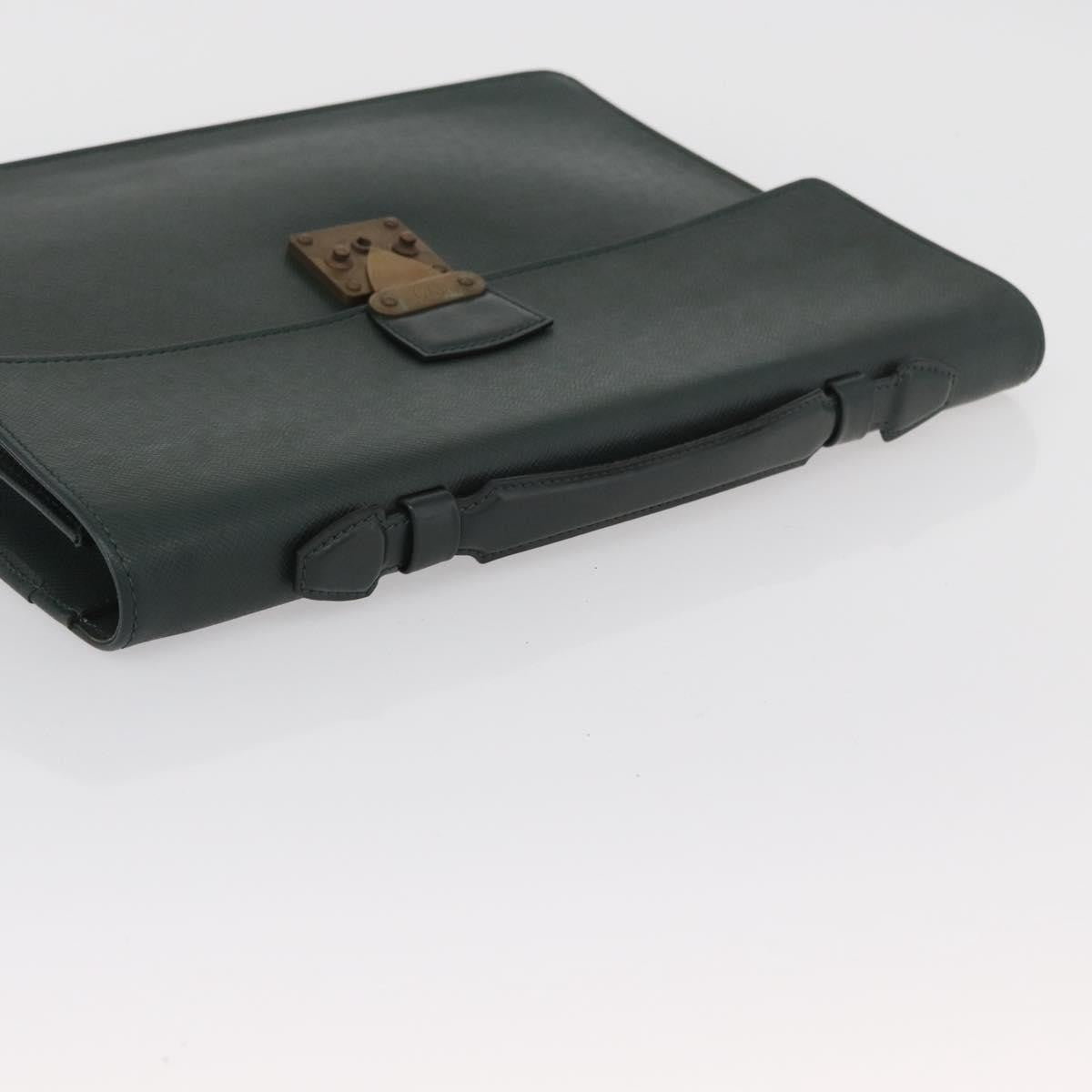 Louis Vuitton Serviette Kourad Briefcase Taiga Leather Green Leather Handbag (Pre-Owned)
