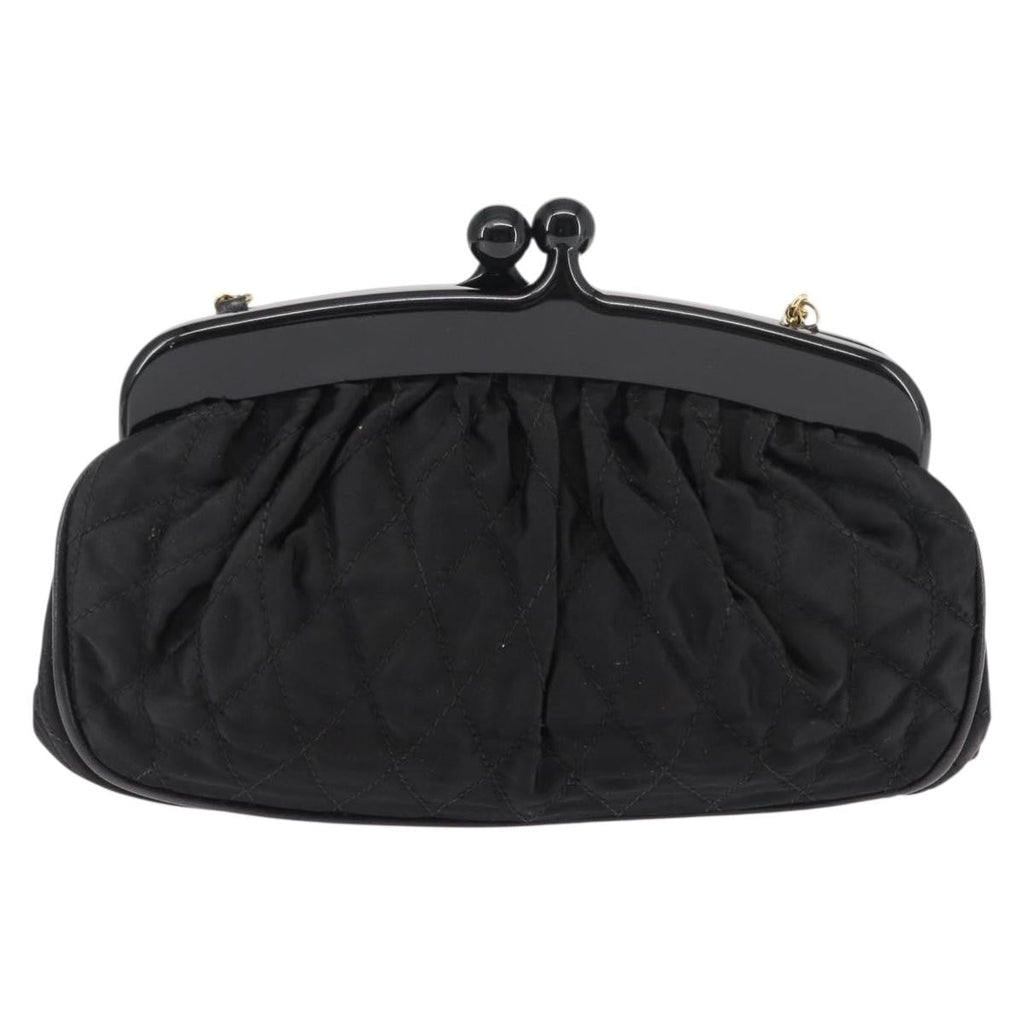 Chanel Chain Clutch Canvas And Leather Black Satin Shoulder Bag Bag (Pre-Owned)