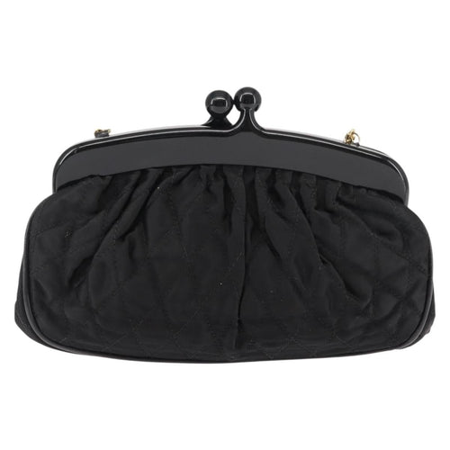 Chanel Chain Clutch Canvas And Leather Black Satin Shoulder Bag Bag (Pre-Owned)