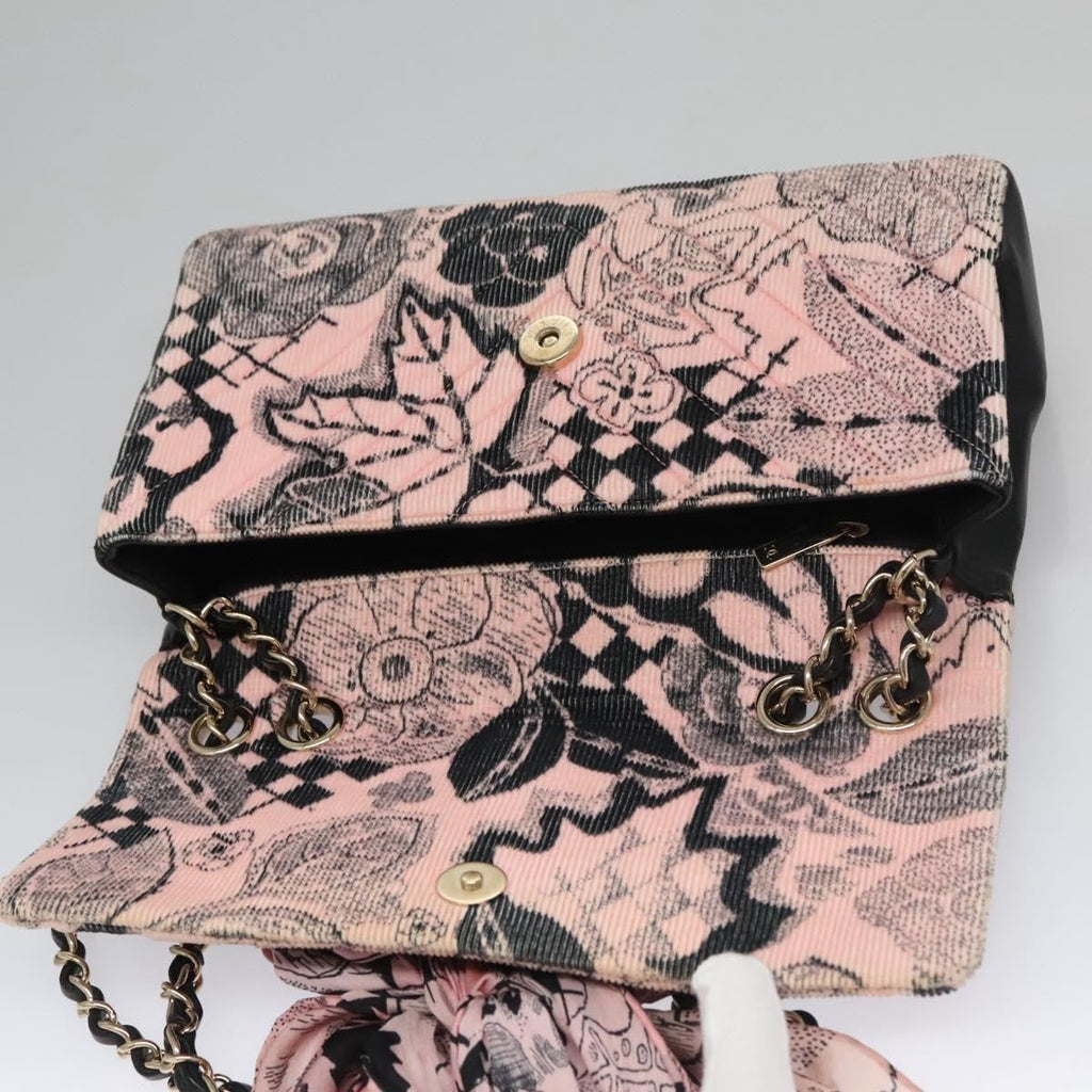 Chanel Flap Shoulder Bag Canvas Pink Cotton Shoulder Bag Bag (Pre-Owned)