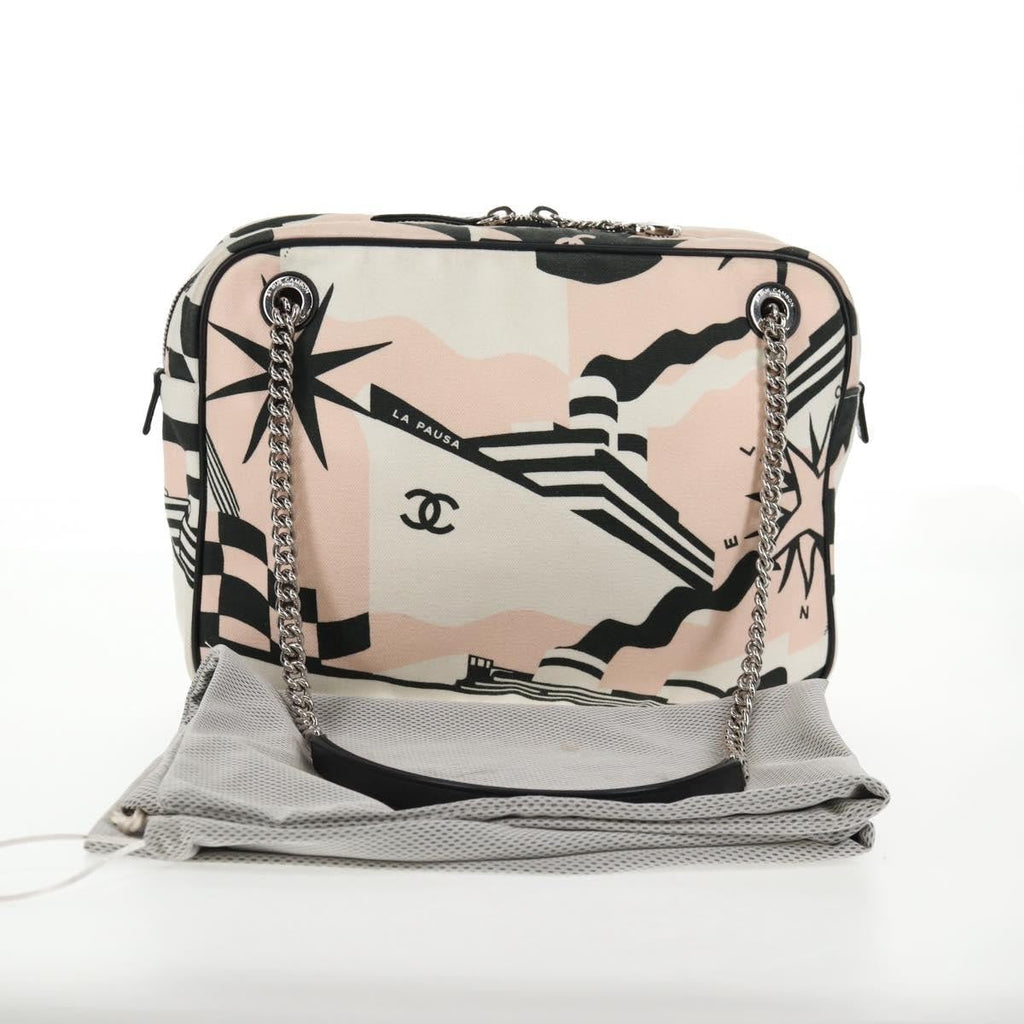 Chanel La Pausa Bay Camera Case Bag Printed Canvas Pink Canvas Bag (Pre-Owned)