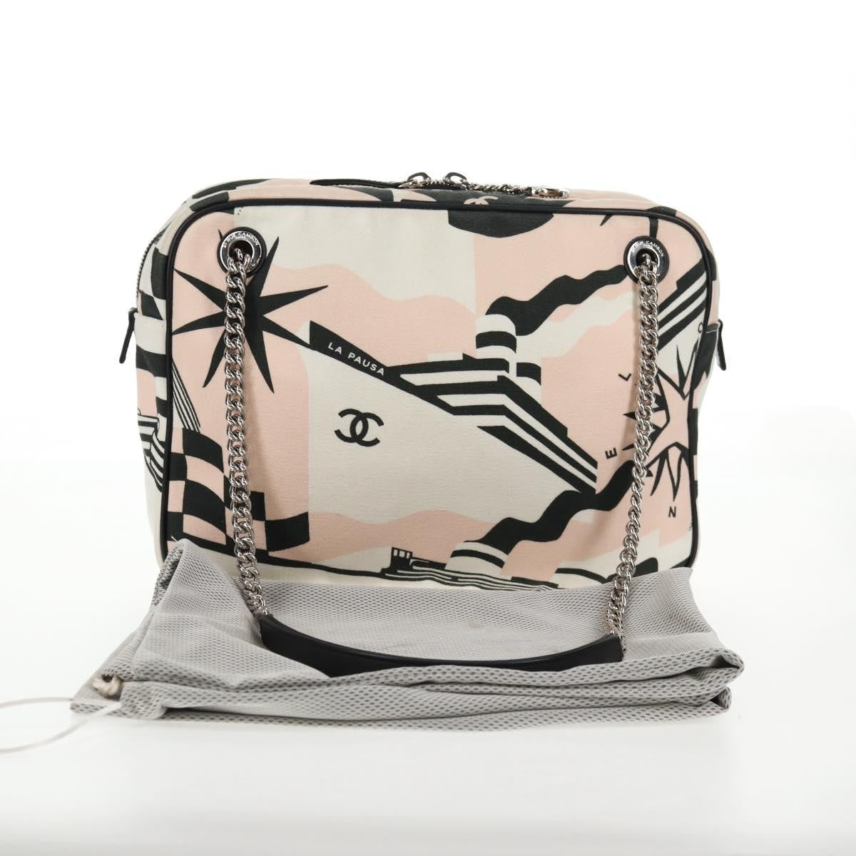 Chanel La Pausa Bay Camera Case Bag Printed Canvas Pink Canvas Bag (Pre-Owned)