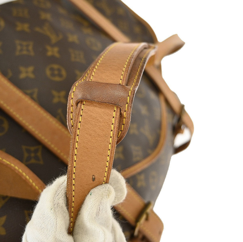 Louis Vuitton Saumur Handbag Monogram Canvas Brown Canvas Shoulder Bag Bag (Pre-Owned)