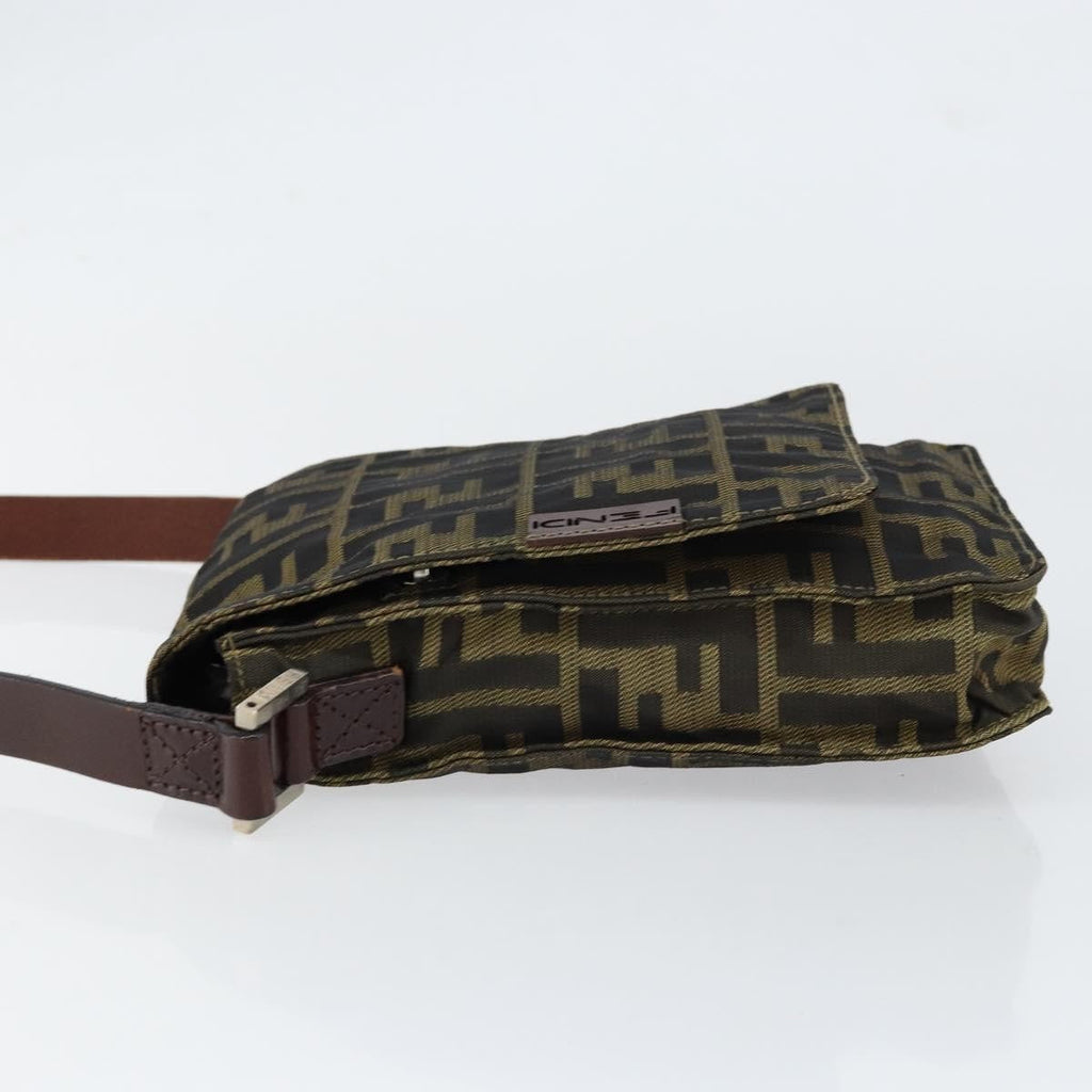 Fendi Flat Messenger Bag Zucca Canvas Brown Canvas Shoulder Bag Bag (Pre-Owned)