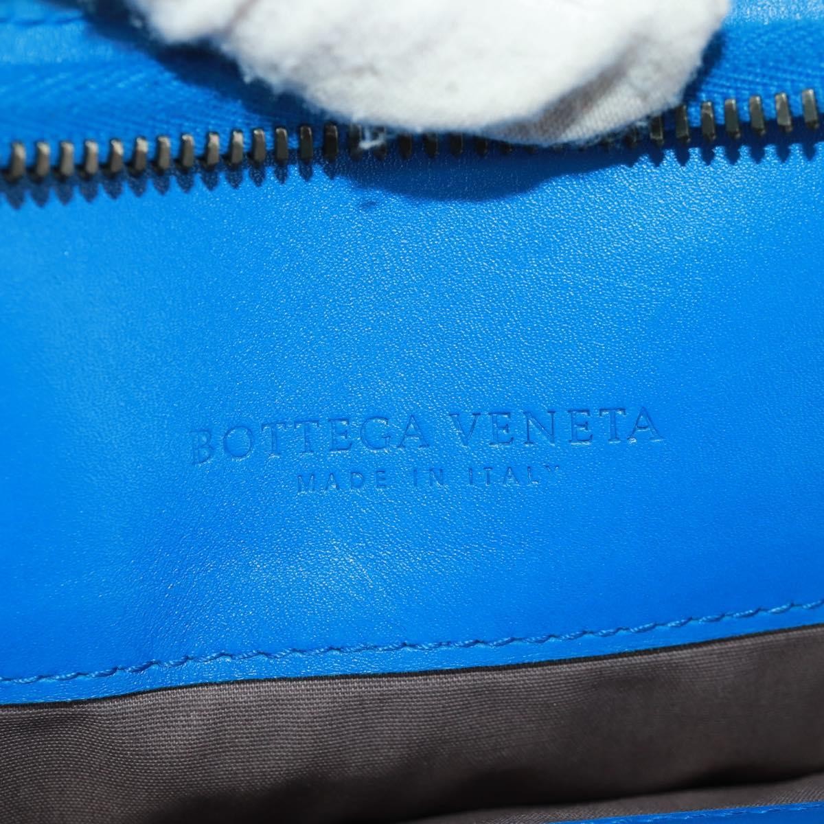 Bottega Veneta Top Zip Briefcase Intrecciato Nappa Blue Leather Briefcase Bag (Pre-Owned)