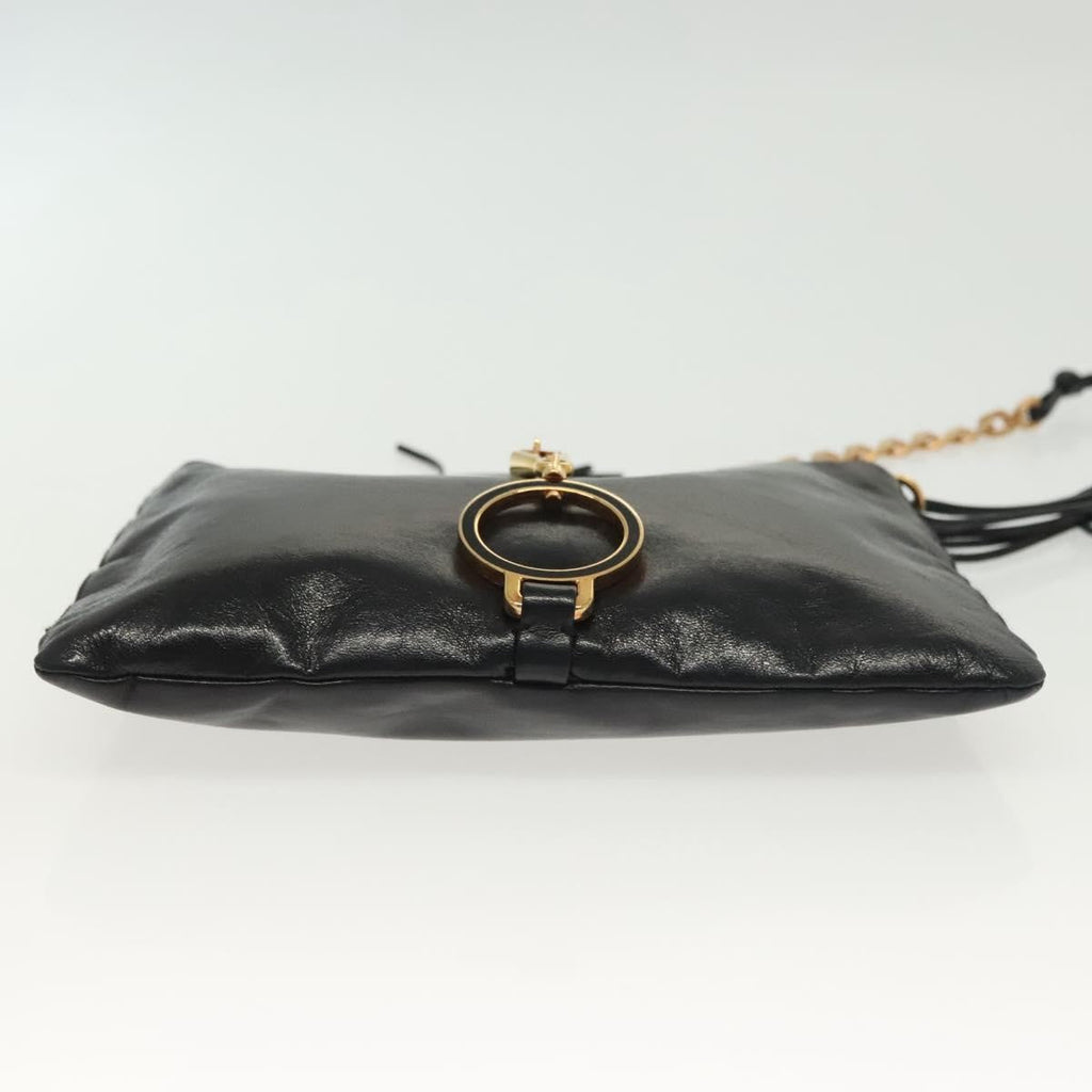 Prada Bow Shoulder Bag Vernice Saffiano Leather Black Leather Bag (Pre-Owned)