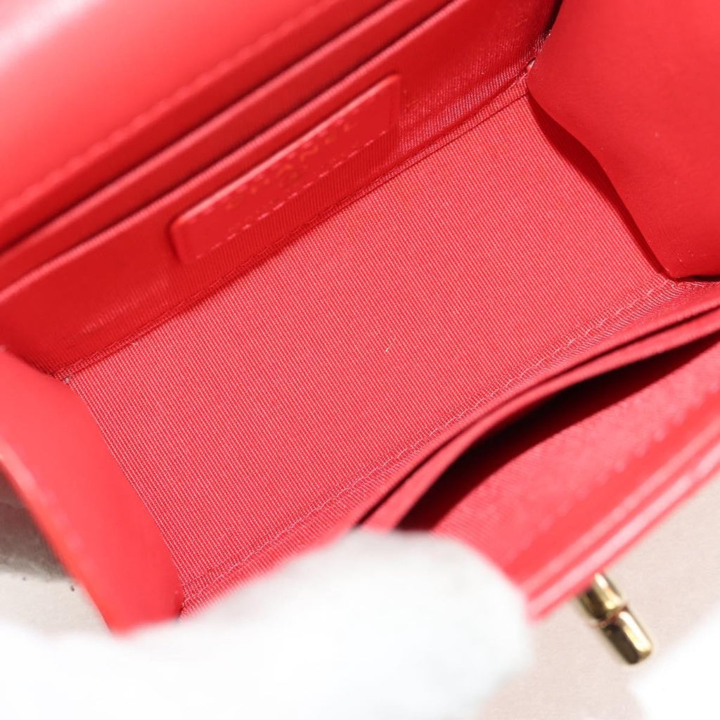 Chanel Trendy Cc Clutch With Chain Quilted Lambskin Red Leather Clutche & Pouche Bag (Pre-Owned)