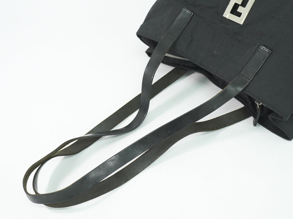 Fendi Zucca Tote Bag Canvas Black Canvas Tote Bag Bag (Pre-Owned)