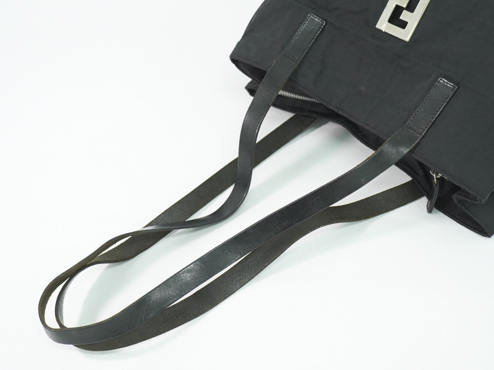 Fendi Zucca Tote Bag Canvas Black Canvas Tote Bag Bag (Pre-Owned)