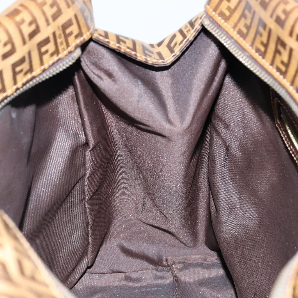 Fendi Zip Tote Canvas Beige Canvas Tote Bag Bag (Pre-Owned)