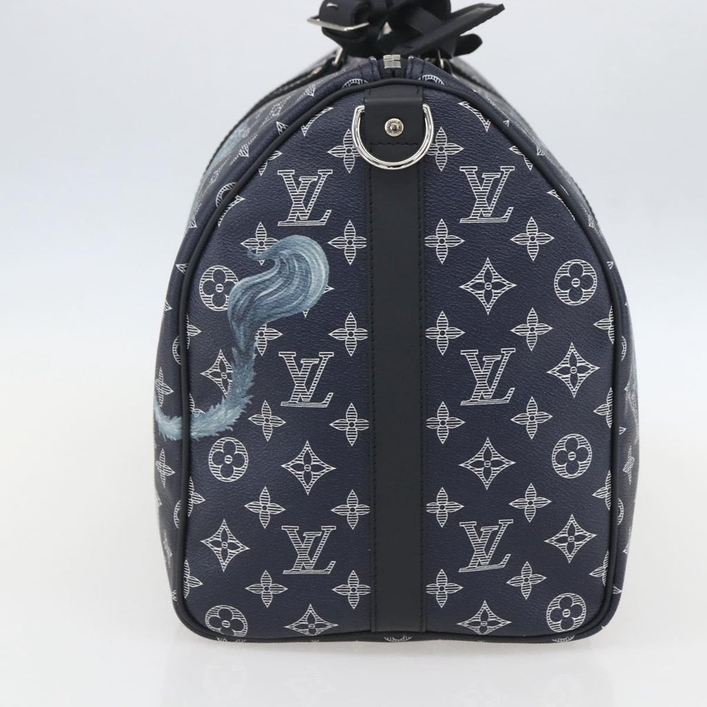 Louis Vuitton Keepall Bandouliere Bag Limited Edition Chapman Savane Monogram Canvas Navy Canvas Travel Bag Bag (Pre-Owned)