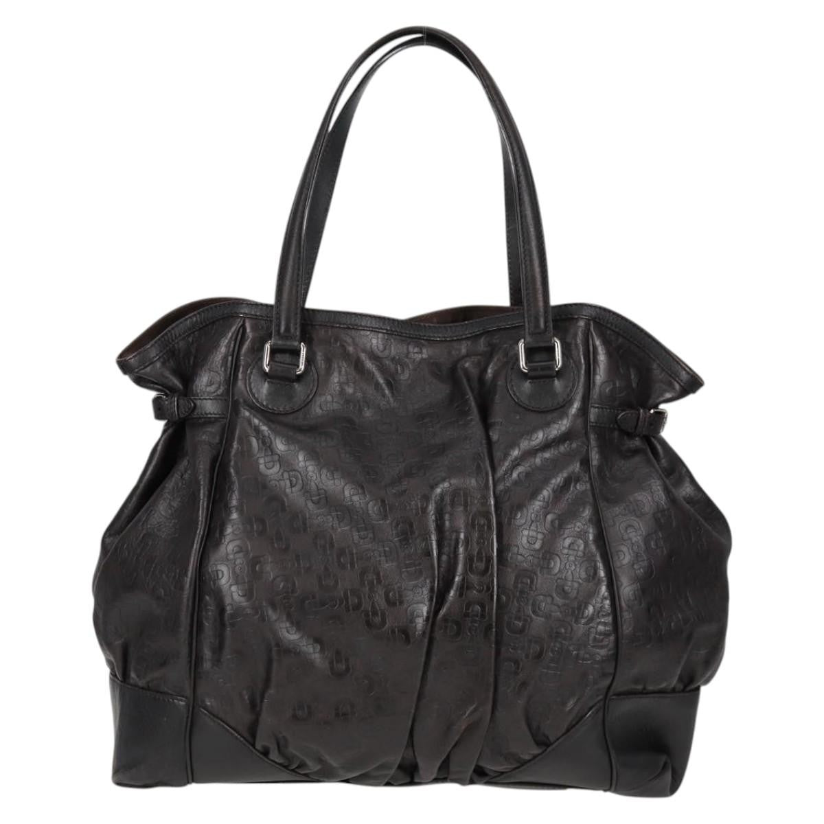 Gucci Full Moon Tote Leather Black Leather Tote Bag Bag (Pre-Owned)