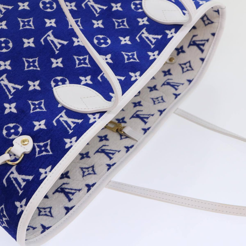 Louis Vuitton Neverfull Nm Tote Lv Match Monogram Jacquard Velvet Blue Velvet Tote Bag Bag (Pre-Owned)
