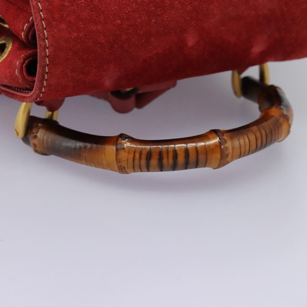 Gucci Gucci Bamboo Backpack Daim Red Suede Backpack Bag (Pre-Owned)