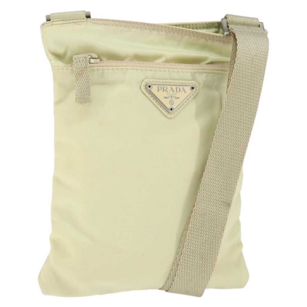 Prada Flat Messenger Bag Tessuto Ecru Nylon Shoulder Bag Bag (Pre-Owned)