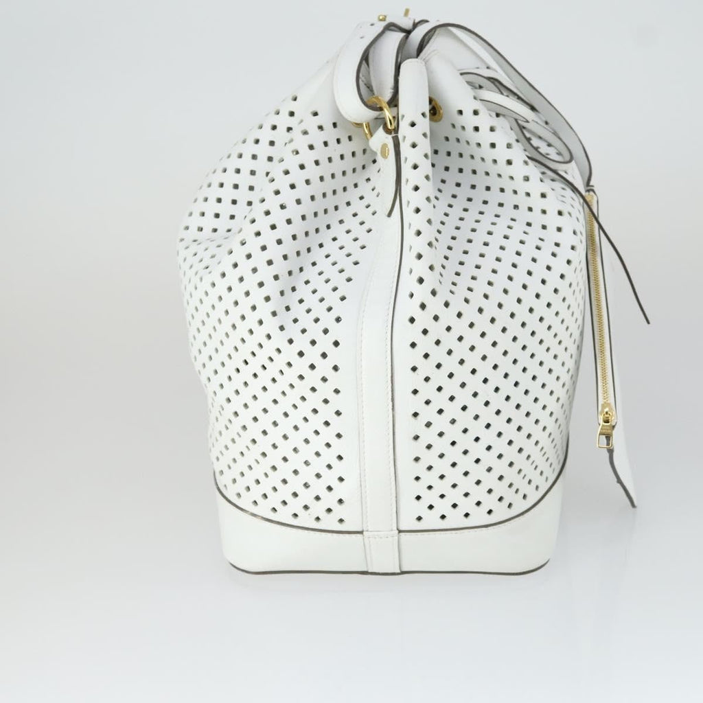 Louis Vuitton Flore Noe Handbag Perforated Leather White Leather Shoulder Bag Bag (Pre-Owned)