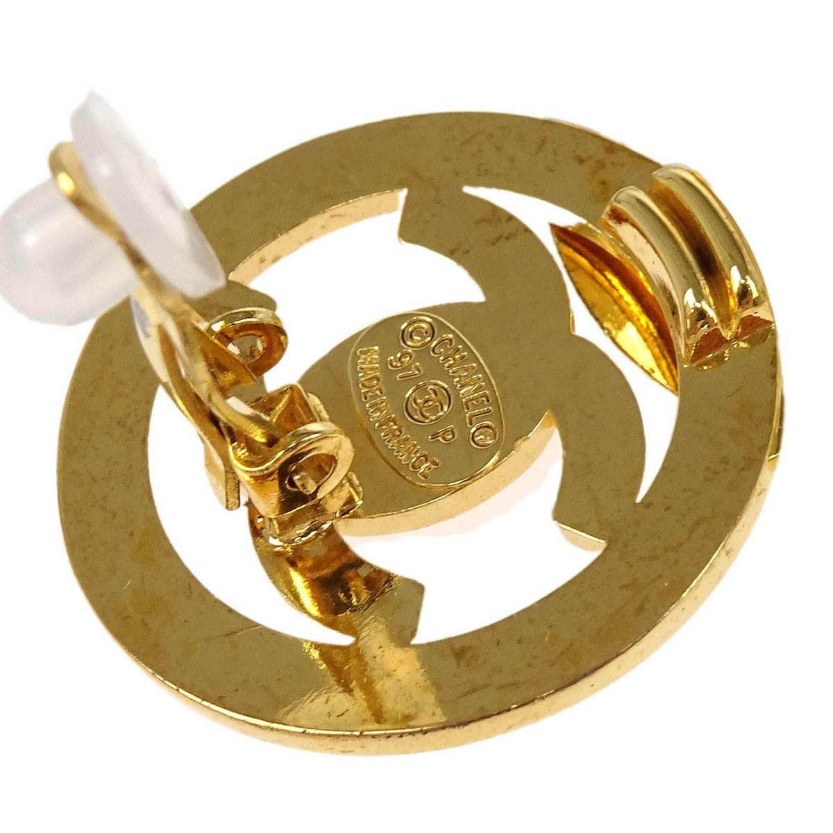 Chanel Cc Round Earrings Metal Gold Gold_Plated Earrings Jewelry (Pre-Owned)