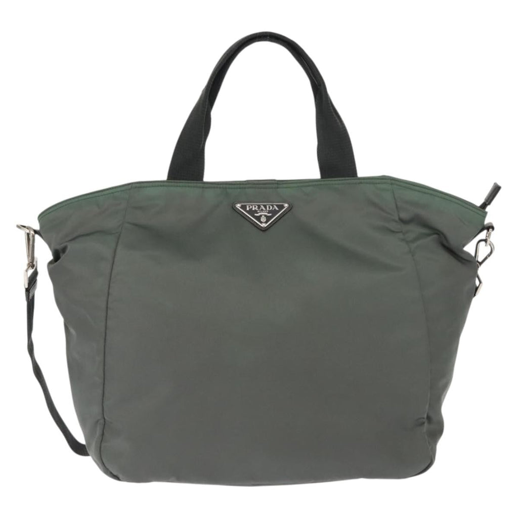 Prada Vela Convertible Tote Tessuto Khaki Nylon Tote Bag Bag (Pre-Owned)