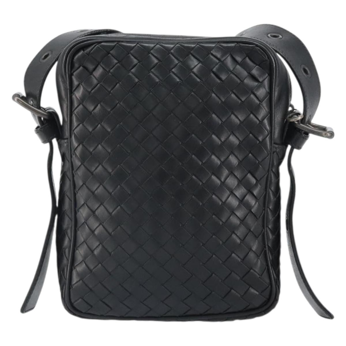 Bottega Veneta Intrecciato Shoulder Bag Leather Black Leather Shoulder Bag Bag (Pre-Owned)