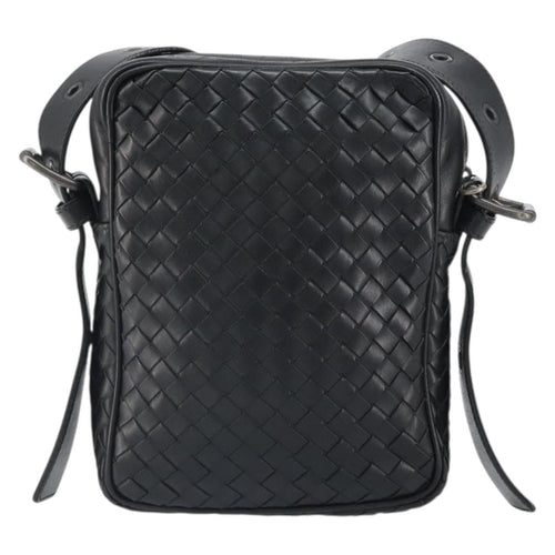 Bottega Veneta Intrecciato Shoulder Bag Leather Black Leather Shoulder Bag Bag (Pre-Owned)