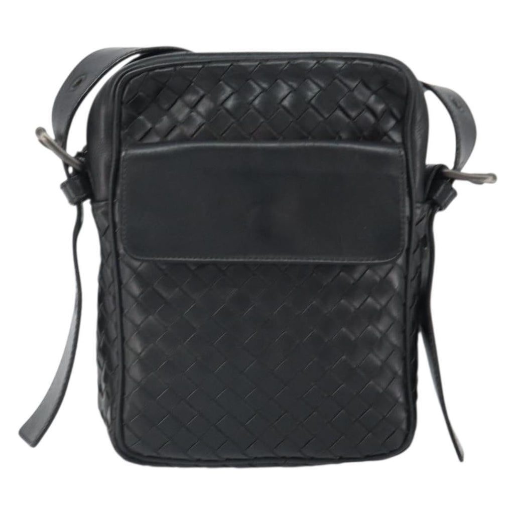 Bottega Veneta Intrecciato Shoulder Bag Leather Black Leather Shoulder Bag Bag (Pre-Owned)