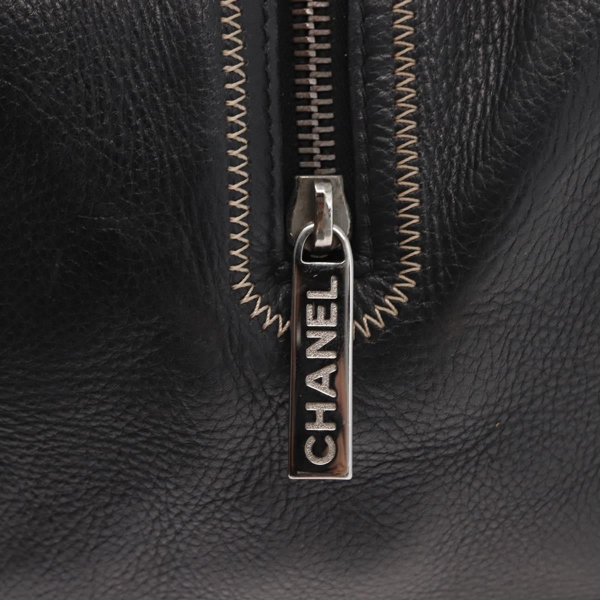 Chanel Cc Bowler Quilted Caviar Black Leather Handbag (Pre-Owned)